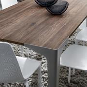 Vintage walnut HPL top and london grey painted metal legs detail