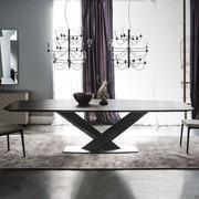 Stratos table with crossed metal frame by Cattelan in the barrel-shaped model with bevelled edges