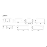 Dragon table by Cattelan - Models and dimensions for Crystal glass top CrystalArt