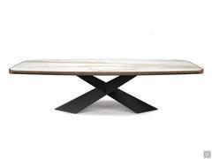 Tyron by Cattelan table with top in Keramik and edges in painted metal brushed bronze