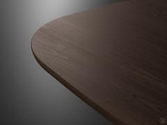 Detail of the wood veneer top of the Brixton table