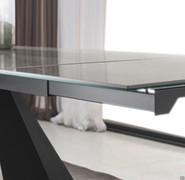 Modern Shore ceramic glass table - detail of extensions removed and in use