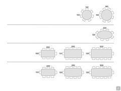 Juno table with wooden top - Table seats scheme