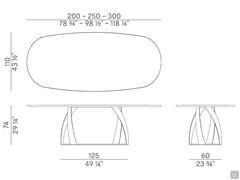 Dimensional scheme of table Bon Bon barrel