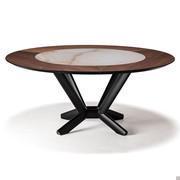 Planer table by Cattelan in wood veneer in the finish Canaletto walnut with central round insert in keramik stone and graphite matt lacquered edge