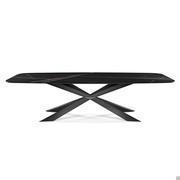 Spyder shaped rectangular table with marble effect Keramik top