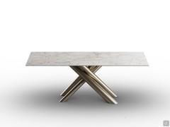 Ivy extending table with fixed rectangular ceramic top