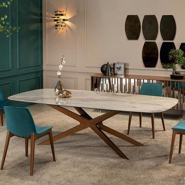 Crossing Table with crossed legs and inlays 