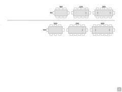 Double table with glass top - Table seats scheme
