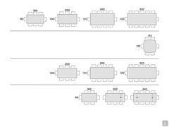 Double table with glass top - Table seats scheme