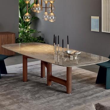 Pivot fixed table with stone top by Bonaldo