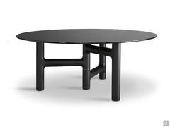 Pivot table by Bonaldo with brushed charcoal wood base and round top