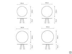 Table with iron base Torii - dimensional scheme of round tops