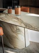 Modern table Napoleon by Cattelan with base and top in stone Keramik KM18 marble Borghini Calacatta Opaque