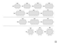 Art table with solid wood top - Table seats scheme