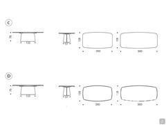 C) Napoleon table with wooden top and bevelled edge D) Napoleon table with wooden top with slanted edges and slatted top