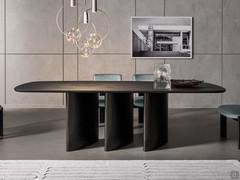 Louver metal triple-base table by Bonaldo.