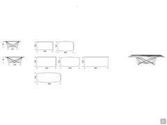 Diagrams and dimensions of Gordon tables with Crystalart glass top