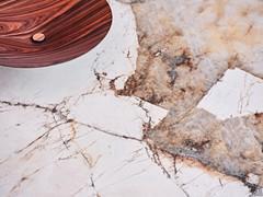 Detail of the Corcovado finish, available on Lancer tables with polished Keramik stone top