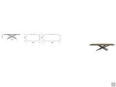 Diagrams and dimensions of the Lancer table with Moonglass top