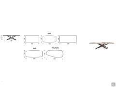 Diagrams and dimensions of the Lancer table with Keramik stone top