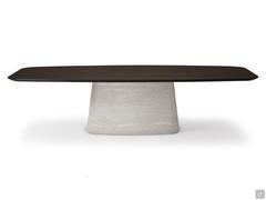 Modern table Napoleon by Cattelan with ceramic base Keramik KM21 Colosseo and top in wood veneer RB Burnt Oak with beveled profile matt lacquered Graphite