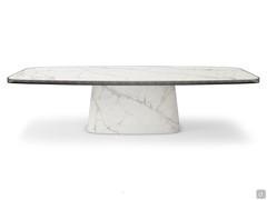 Napoleon table by Cattelan with central base and top plate in Keramik KM24 Invisible matt ceramic, flared edge and under-top in brushed grey matt lacquered mdf wood
