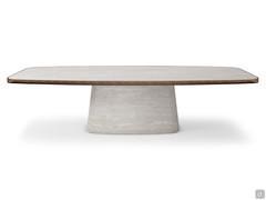 Napoleon table by Cattelan with central base and top plate in Keramik KM21 Colosseo ceramic, flared edge and matt lacquered brushed bronze mdf wood under-top
