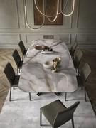 Planer table with Keramik KM02 Alabaster stone top, one of the polished finishes available to customise your table
