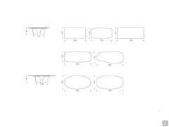 Models and dimensions of the Senator table with Keramik stone top