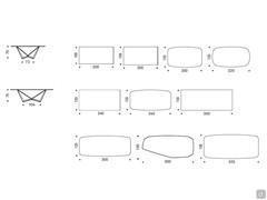 Skorpio table by Cattelan - Diagrams and dimensions of models with plain top in Keramik stone