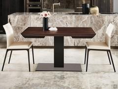 Elvis living room table in wood and metal by Cattelan in extendable version, with folding extensions under the top