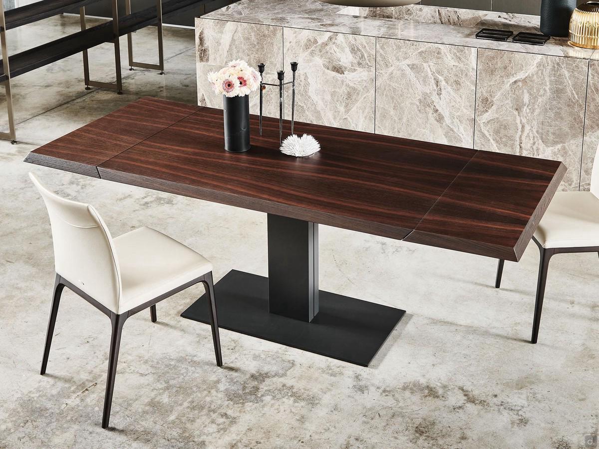 Elvis living room table in wood and metal by Cattelan in extendable version with burnt oak top RB