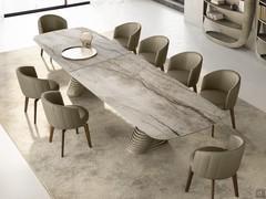Vortex table in the version with XL top for 10/12 places, in matt Silver Root ceramic version