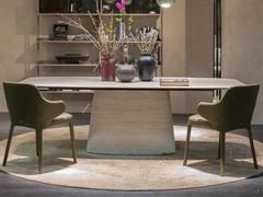 Napoleon table by Cattelan with ceramic barrel top 240 x 120 cm: the base, covered in ceramic to match the top, is 93 cm wide and is the same as that used for the 200 and 220 cm widths