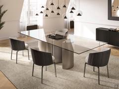 Ascari in rectangular version with extra-clear glass top