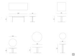 Models and measurements of the table with minimal metal base Graphic