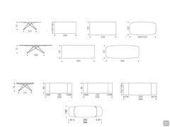 Diagrams and dimensions of the Premier table with Keramik stone top