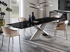 Tyron extending rectangular, with glossy Keramik top KM09 Sahara Noir