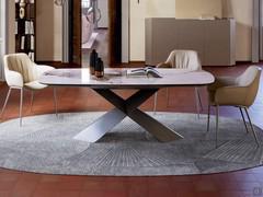 Botte Tyron shaped table with Keramik stone marble-effect top