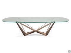 Skorpio table by Cattelan with extra-clear terracotta glass top
