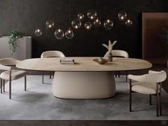 Botero rectangular table with 143 cm large base and KS23 Luxor matt Keramik stone top