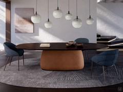 Botero rectangular table with burnt RB oak top and brushed clay base AR11 Marrakech