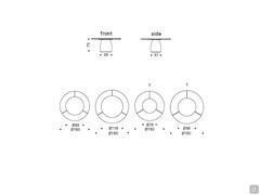 Schemes and dimensions of the Botero table in the wood essence version with central ceramic insert