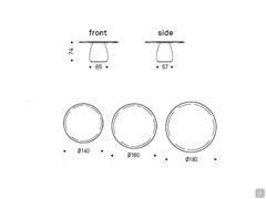 Schemes and dimensions of the Botero table in the version with spatulate clay tops