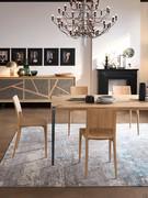 Belem rectangular table with a combination representative of metropolitan industrial style: solid Alaska natural oak top and oxidised steel legs Blue