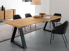 Caracas rectangular trestle dining table - extendable version with Kuba Oak wooden top 