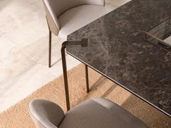 Top view of the Belem table with glossy Noir Desire ceramic glass top