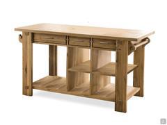 The Veracruz kitchen workbench is equipped with no. 3 reversible drawers, no. 5 open compartments, dish rack and pull-out rolling pin