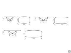 Skorpio table by Cattelan - Diagrams and dimensions of models with rounded edges in Brushed lacquered mdf